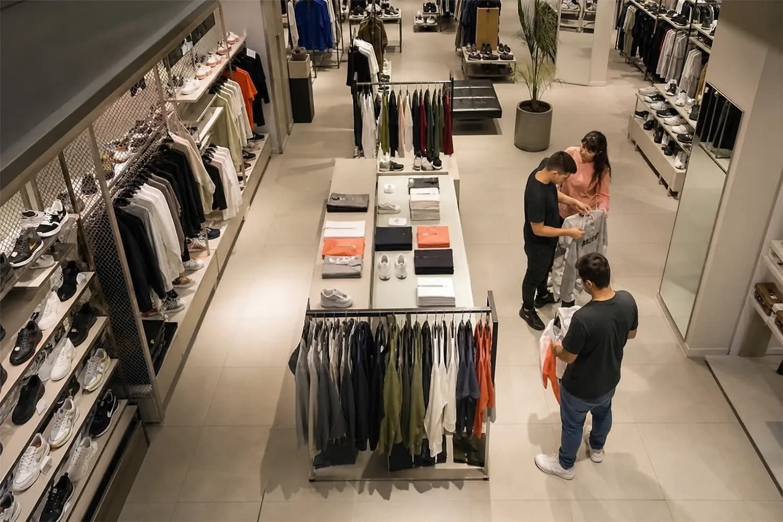 Tienda de ropa vista desde una cámara de seguridad.